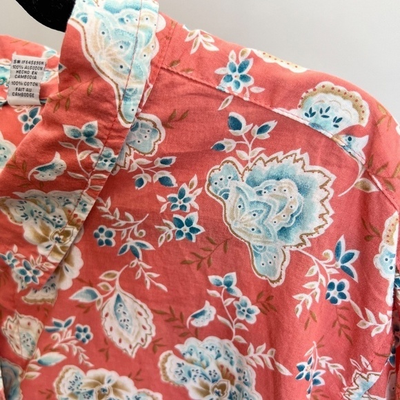 IZOD 100% cotton coral floral 3/4 sleeve blouse top 3X - Picture 10 of 12